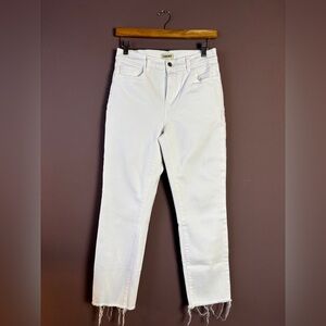 L’Agence Straight Leg White Cropped Jeans Sz 28